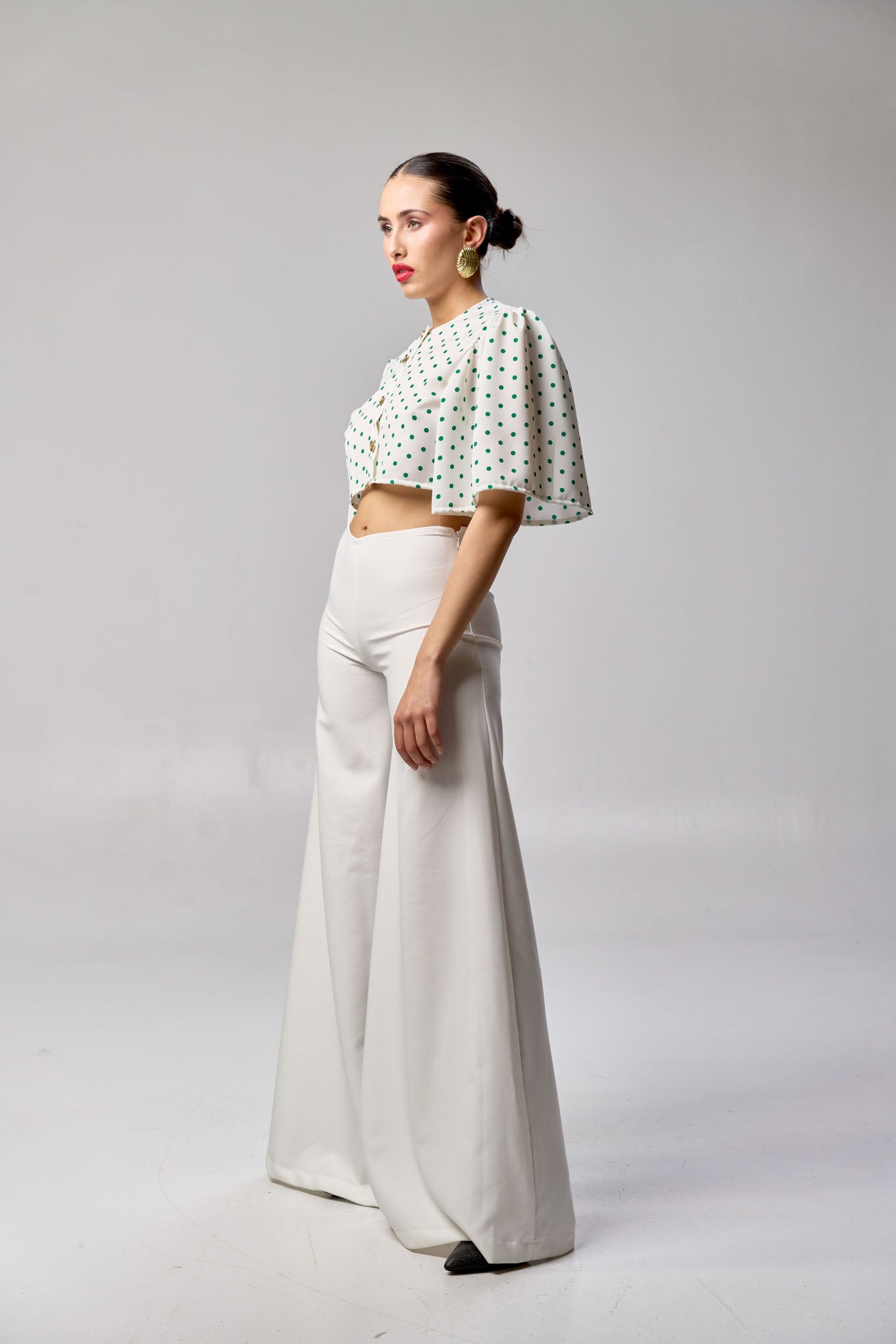 Camisa Julia Blanca Lunar Verde