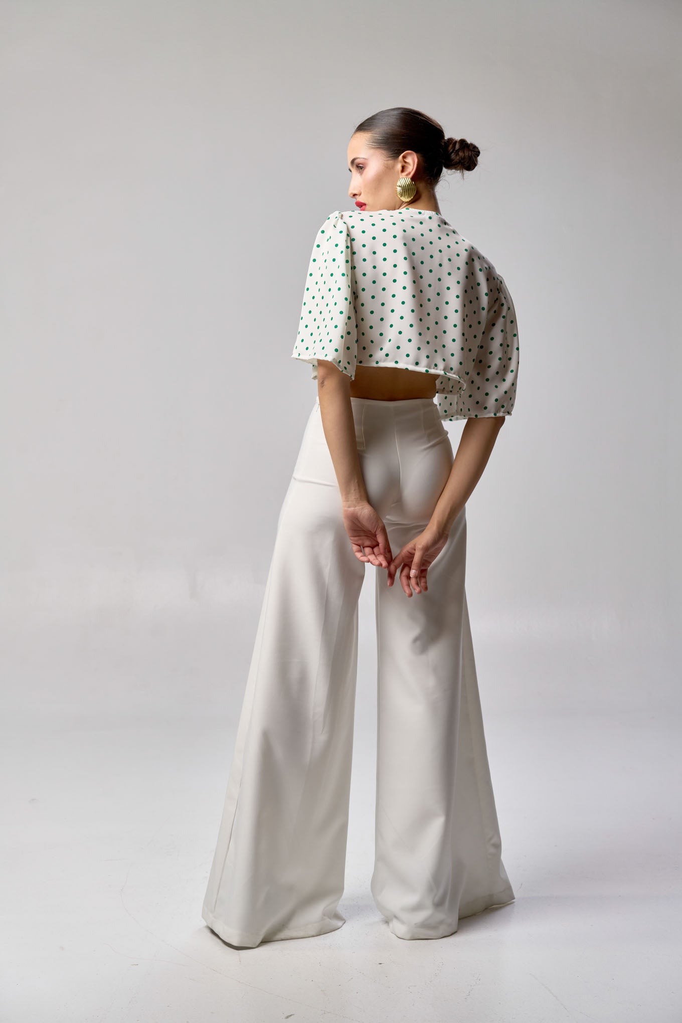 Camisa Julia Blanca Lunar Verde