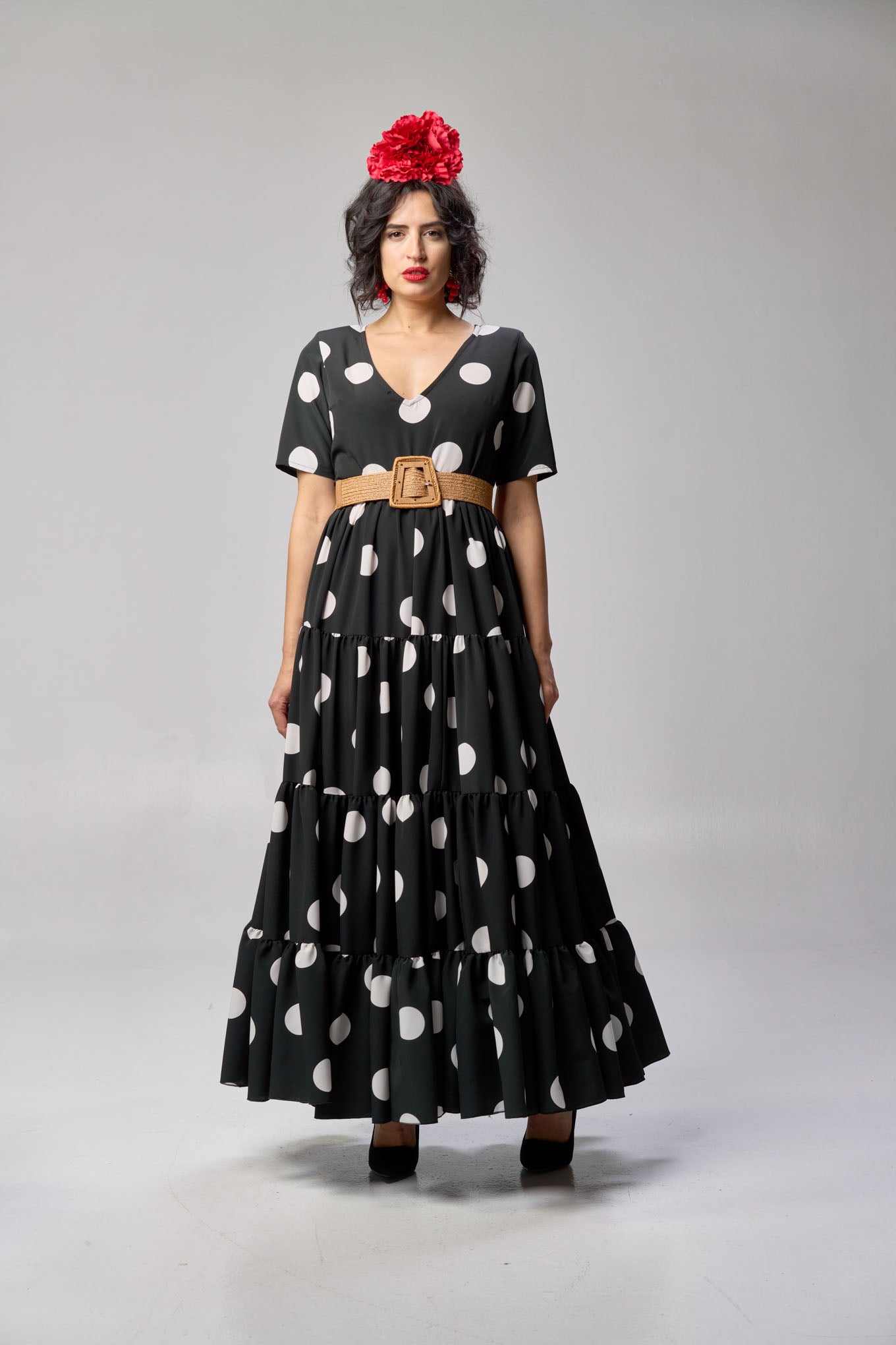 Vestido Rosa María Lunar Blanco