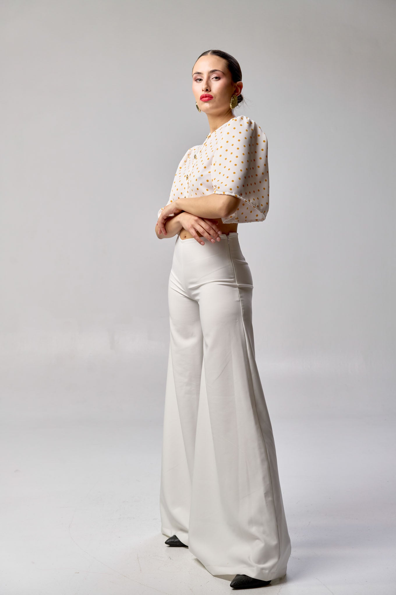 Camisa Julia Blanca Lunar Naranja