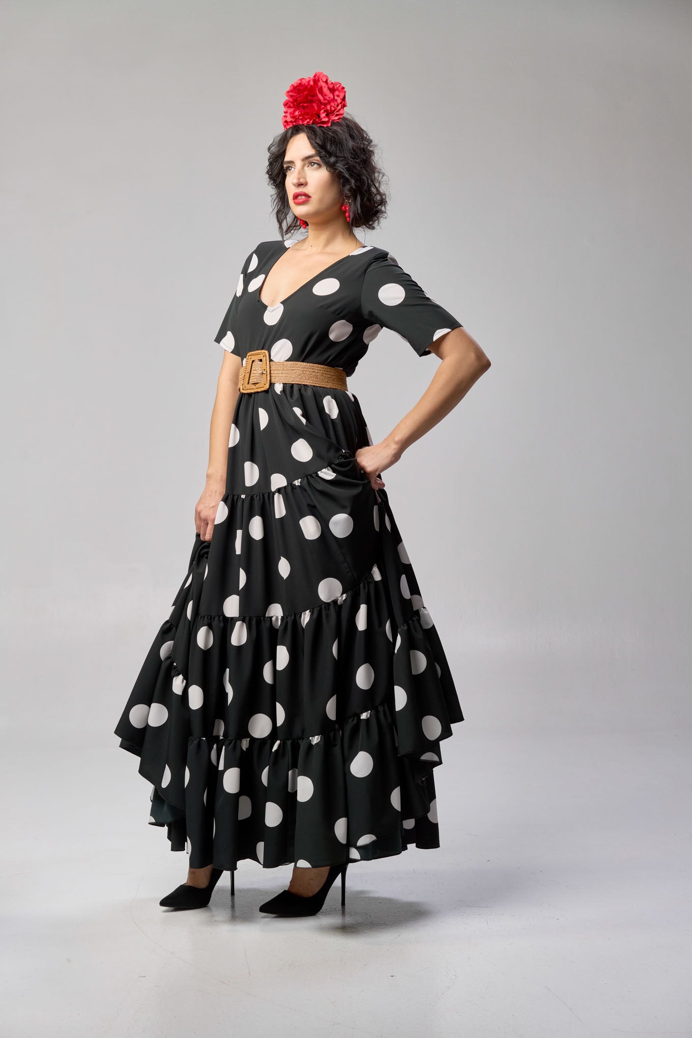 Vestido Rosa María Lunar Blanco
