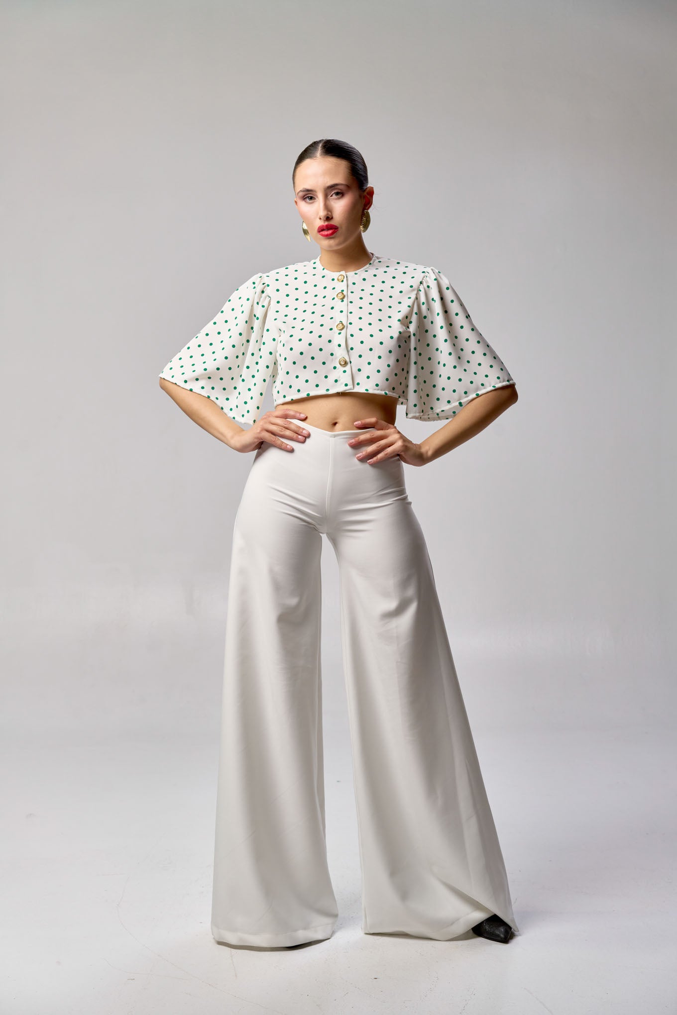 Camisa Julia Blanca Lunar Verde
