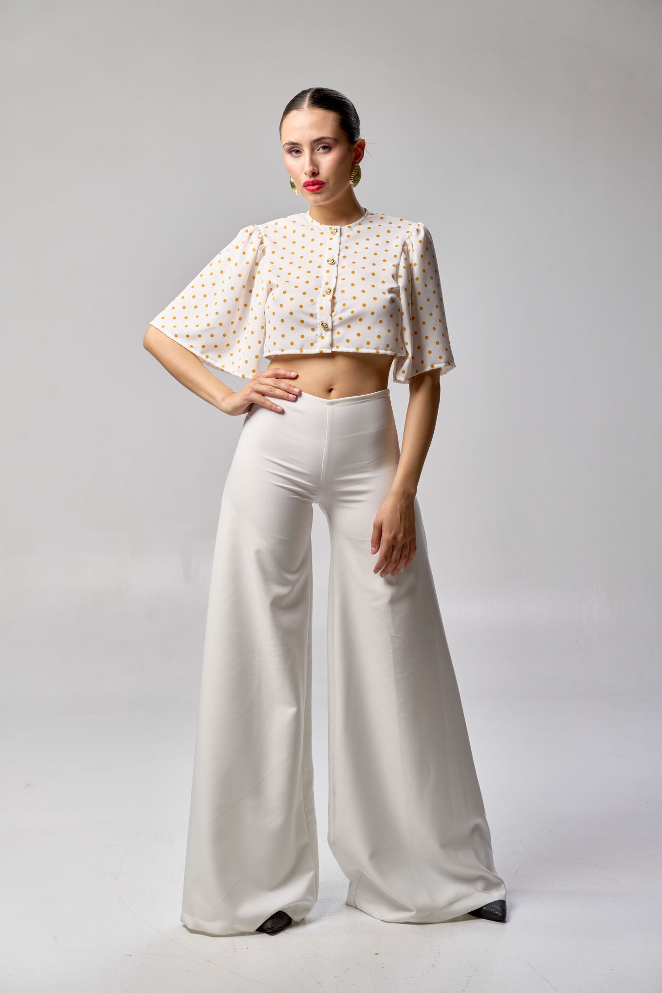 Camisa Julia Blanca Lunar Naranja